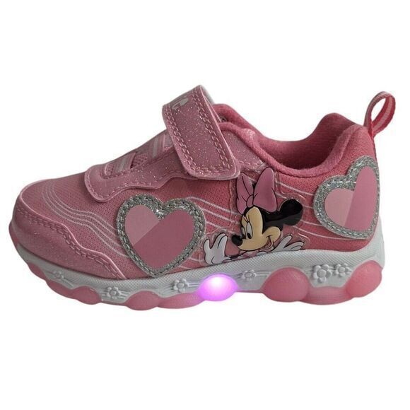 Minnie shoes for girls sneakers with LED light without laces Pink Size 7 (15 cms - Picture 13 of 14